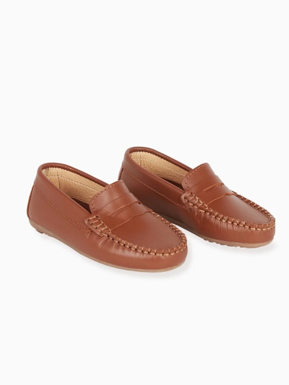 La Coqueta Tan Leather Boy Loafer Shoes